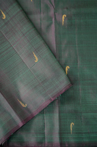 Deep Green Kanjivaram Silk Saree with Gold Buttas