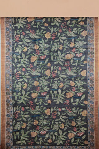 Hand-painted Tussar Kalamkari saree in earthy tones