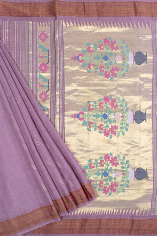 Mauve Cotton Paithani Saree with Kalash motifs