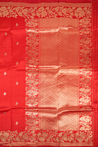 Crimson Red Pure Silk Saree with Floral Zari Border handwoven saree
