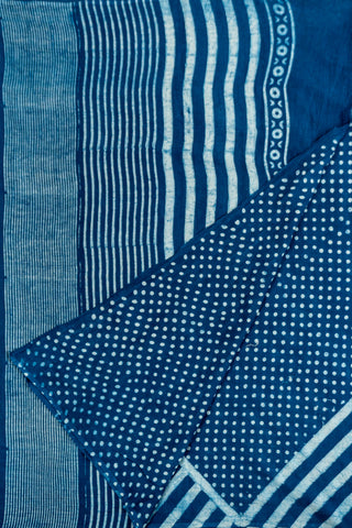 Indigo Mul Cotton Saree - Playful Print Mix