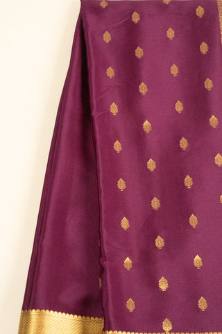 Classic Maroon Mysore Silk Saree with Broad Gold Zari Border