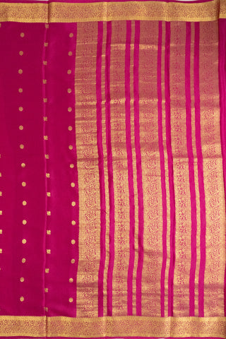 Radiant Pink Mysore Silk Saree with Gold Zari Stripes and Buttas