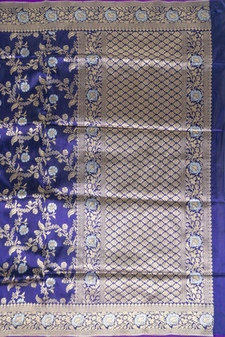 Deep Royal Purple Handloom Banarasi Pure Katan Silk Saree