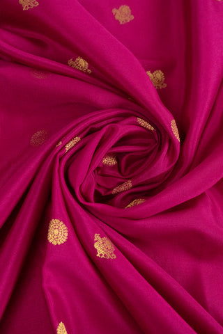 Radiant Pink Mysore Silk Saree with Gold Zari Stripes and Buttas