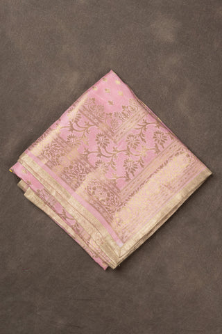 Pink and gold Banarasi Dola silk dupatta with zari work
