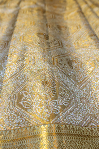 Gold Kanjivaram Saree with Silver Zari Work