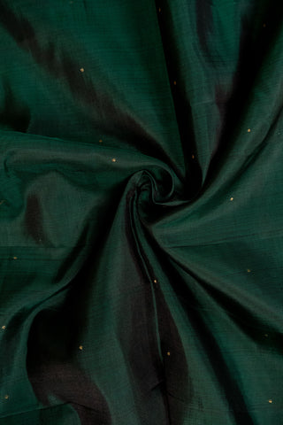 Bottle green Kanjivaram silk saree with gold zari border