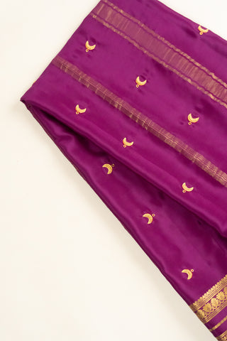 Rich Magenta Mysore Silk Saree with Elaborate Gold Zari Border