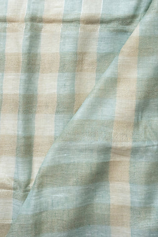 Sea Green and White Pure Linen Saree