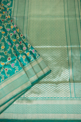 Turquoise Blue Banarasi Saree with Meenakari Jaal
