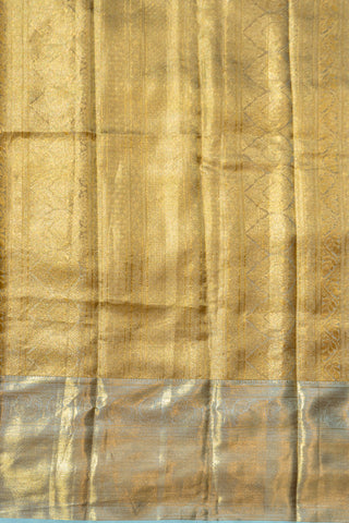 Gold Kanjivaram Saree with Silver Zari Work