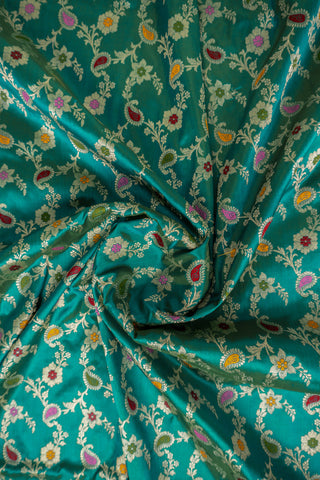 Turquoise Blue Banarasi Saree with Meenakari Jaal
