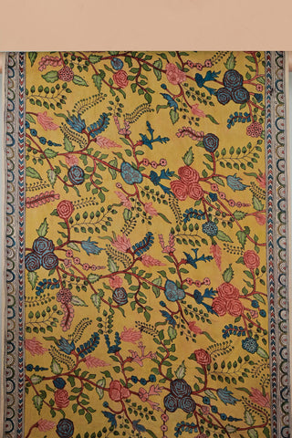 Traditional Kalamkari silk saree with mythological motifs