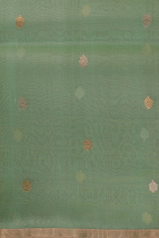 Light Green Banarasi Kora Organza Saree with tree and butti motifs