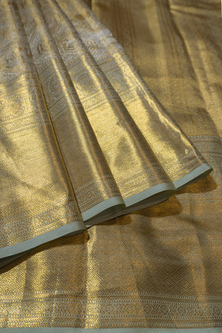 Gold Kanjivaram Saree with Silver Zari Work