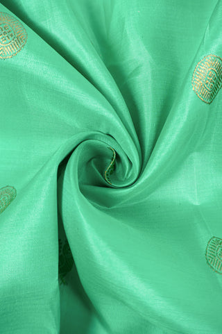 Aqua Blue Kanjivaram Silk Saree with Peacock and Rudraksh Zari Motifs handwoven saree