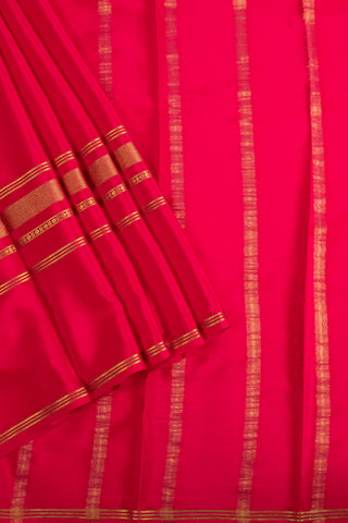 Fuchsia Pink Mysore Silk Saree - Pure Silk with Rich Gold Zari