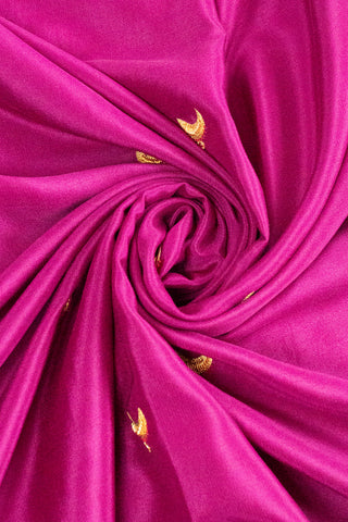 Rich Magenta Mysore Silk Saree with Elaborate Gold Zari Border