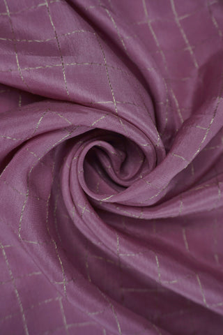 Magenta Pink Pure Crepe Silk Saree with Zari Checks & Floral Thread Embroidery