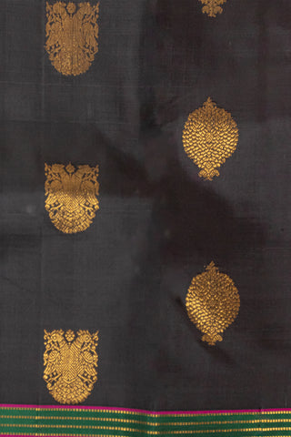 Elegant Black and Pink kanjivaram Silk Saree with Intricate Zari Motifs