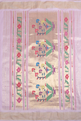 Pale Pink Cotton Paithani Saree with floral motifs