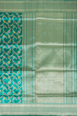 Turquoise Blue Banarasi Saree with Meenakari Jaal