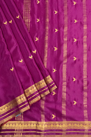 Rich Magenta Mysore Silk Saree with Elaborate Gold Zari Border