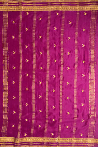 Rich Magenta Mysore Silk Saree with Elaborate Gold Zari Border