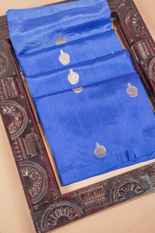 Royal Blue Ombre Pure Silk Saree with Gold Zari Brocade handwoven saree