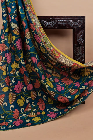 Kalamkari silk saree with Goddess Lakshmi painting