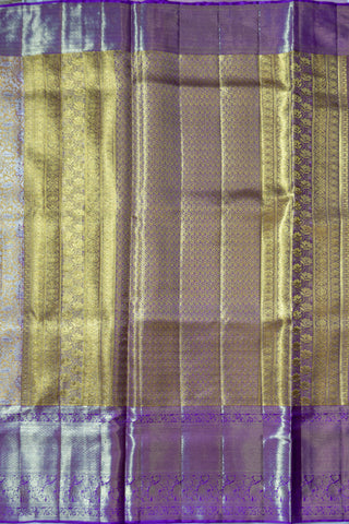Gold Tissue Saree with Lavender Purple Border