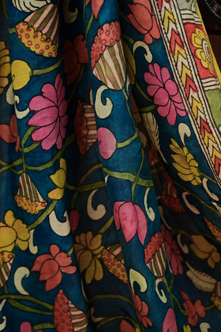 Kalamkari silk saree with Goddess Lakshmi painting