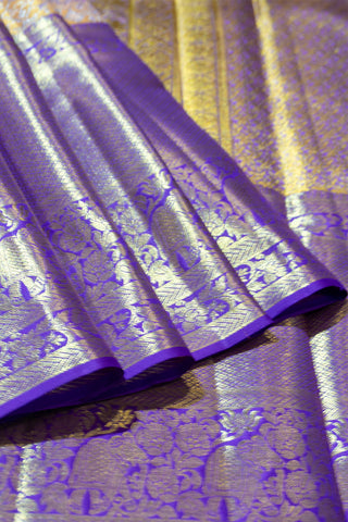 Gold Tissue Saree with Lavender Purple Border