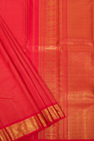 Vibrant Red kanjivaram Silk Saree with Intricate Gold Zari