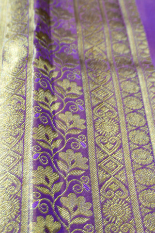Gold Tissue Saree with Lavender Purple Border