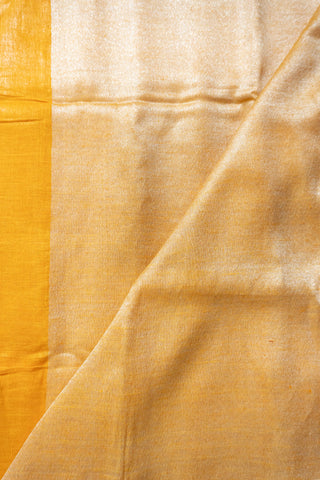 Yellow and Silver Pure Linen Saree