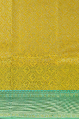 Exquisite Yellow Silk Saree with Mint Green Contrast Border
