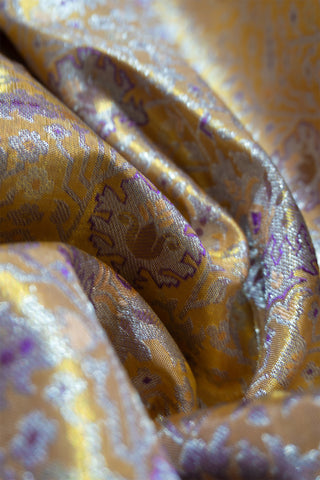 Gold Tissue Saree with Lavender Purple Border