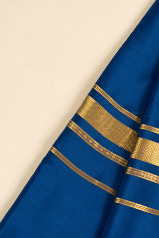 Elegant Royal Blue Mysore Silk Saree with Gold Zari Stripes