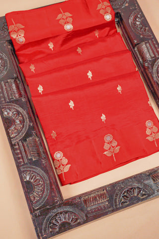 Crimson Red Pure Silk Saree with Mashroo Border handwoven saree
