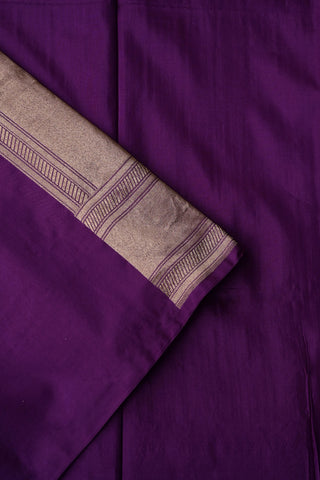 Purple and Gold Silk Brocade Saree with striped pallu and woven border