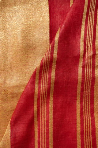 Gold and Red Pure Linen Saree
