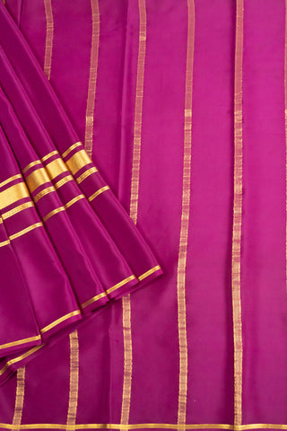 Regal Purple Mysore Silk Saree with Gold Zari Stripes