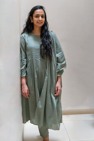 Green Bandhani Cotton Satin Suit with Dupatta