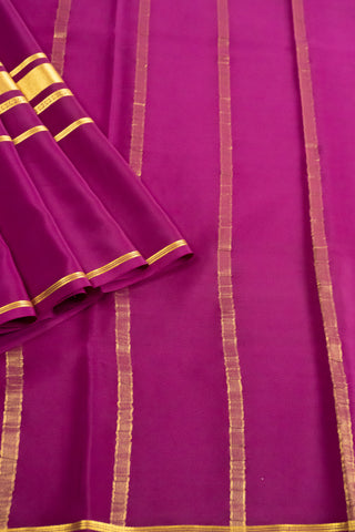 Regal Purple Mysore Silk Saree with Gold Zari Stripes