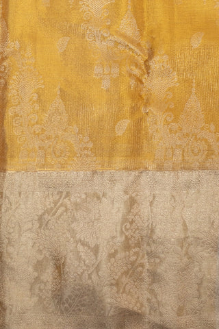 Vibrant Golden Yellow kanjivaram Silk Saree with Intricate Gold Zari