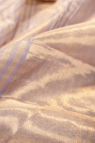 Lavender and Gold Zari Striped Maheshwari Saree