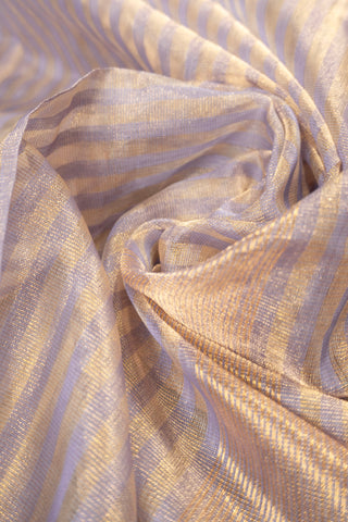 Lavender and Gold Zari Striped Maheshwari Saree