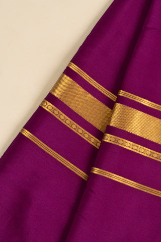 Regal Purple Mysore Silk Saree with Gold Zari Stripes